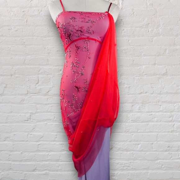 vintage bcbg beaded mesh dress - Picture 2 of 3